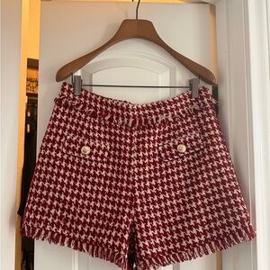 Walter Baker Burgundy and Cream High Waist Shorts